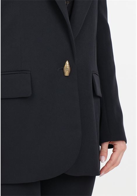 Black single-breasted women's blazer with snake head button JUST CAVALLI | 76PAQ700N0298899